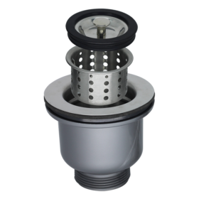 Válvula Pia Inox 3.1/2" com Cesto de Limpeza